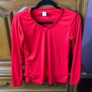 *FINAL SALE, LAST CHANCE* Red Long-Sleeve V-Neck Tee, Size XS